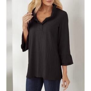 Soft Surroundings Constance Wire Collar Crinkled Blouse